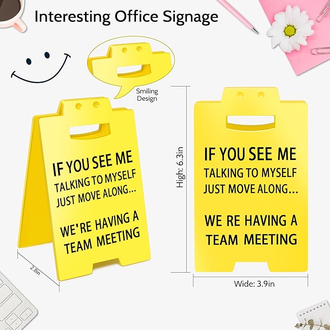 Smilelife Funny Office Cubicle Decor We're Having A Team Meeting Desk Sign Team - Image 2