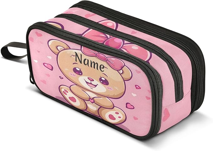 BOENLE Custom Cute Bear Pencil Case Box Boys Girls Personalized Name Large by BOENLE-WELCOMEYOURCOMING