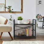 CAPHAUS 2 Tier Small Bookshelf, 24 Inch Width Free Standing Shelf, Bookcase - Image 4