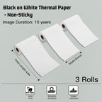 Memoking T02/M02X/M02L White Thermal Paper-10-Year Non-Sticky 53mmx6.5m for Journal Photo Texts Study Notes and More, 3 Rolls (Pack of 2)