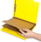 Blue Summit Supplies 10 Classification Folders, 2 Divider, Yellow | Heavy-duty, 2 in expansion, 2 prong fasteners, 2 dividers, 6 sections, for medical, legal, and personnel files