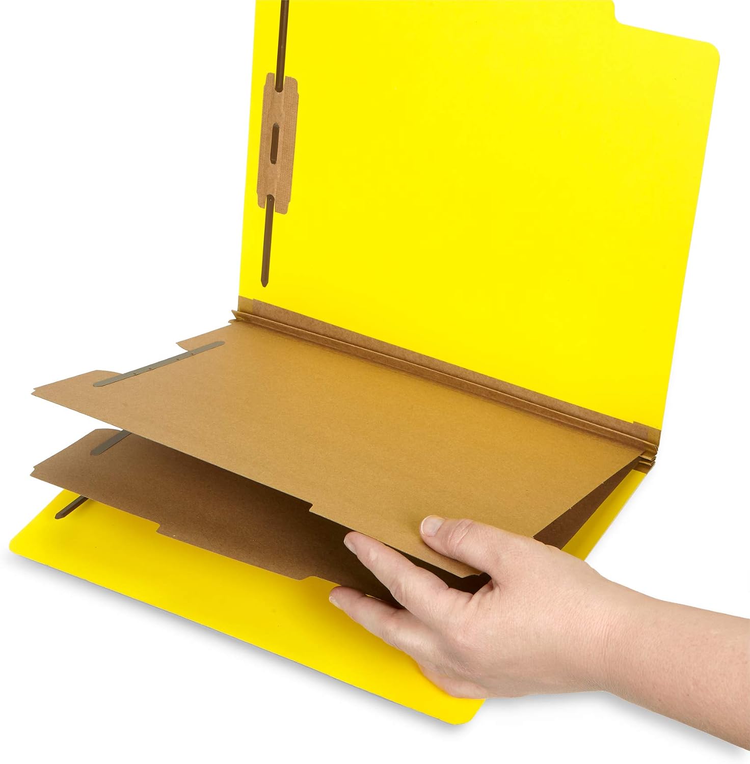 Blue Summit Supplies 10 Classification Folders, 2 Divider, Yellow | Heavy-duty, 2 in expansion, 2 prong fasteners, 2 dividers, 6 sections, for medical, legal, and personnel files