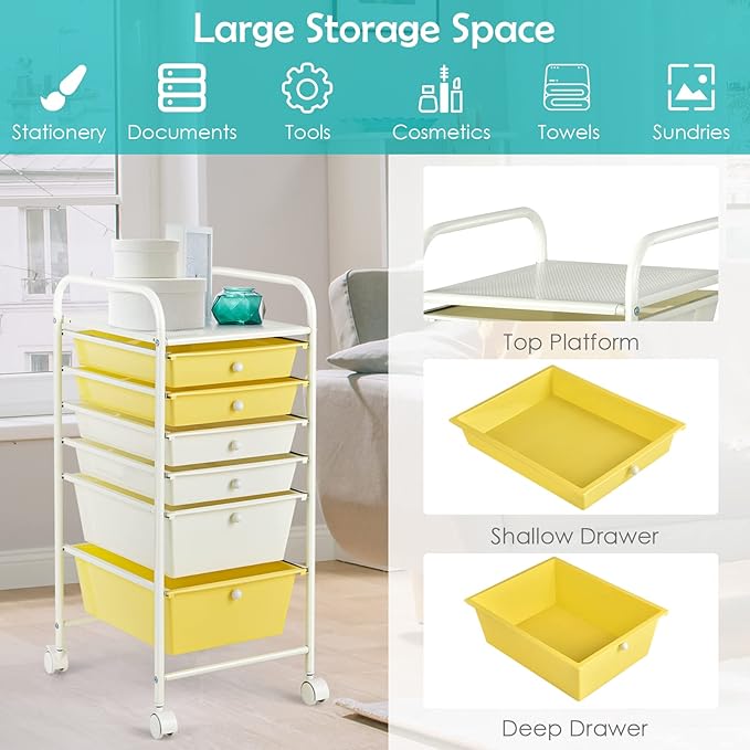 RELAX4LIFE 6-Drawer Rolling Storage Cart - Image 3