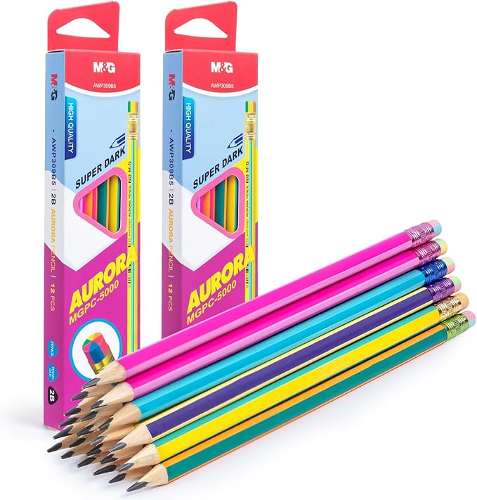 M&G Aurora Series 24 Pack 2B Triangular Wood-Cased Pencils, Pre-Sharpened - Image 9