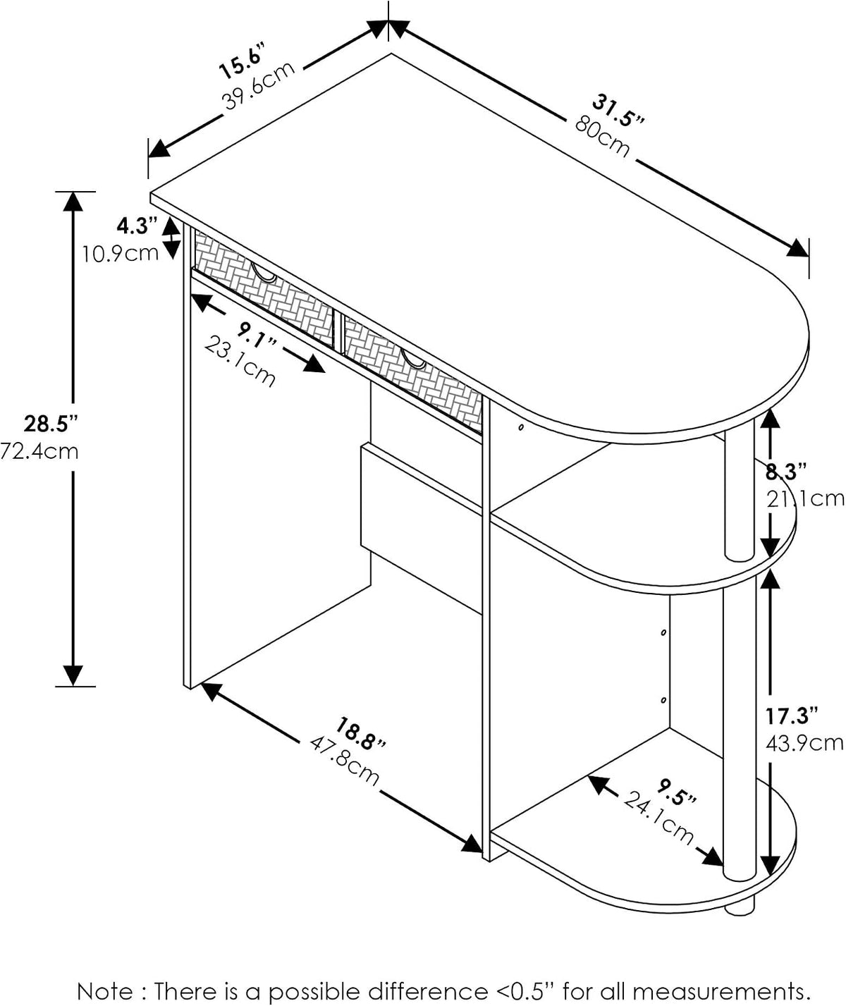 Furinno Go Green 32-Inch Computer Desk with 2-Tier Shelf, Dark Mocha