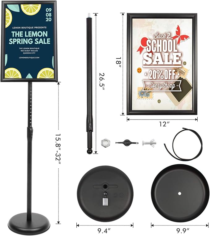 DISPLAYSWORKER Adjustable Poster Sign Stand 11 x 17, Floor-Standing Sign Holder - Image 7