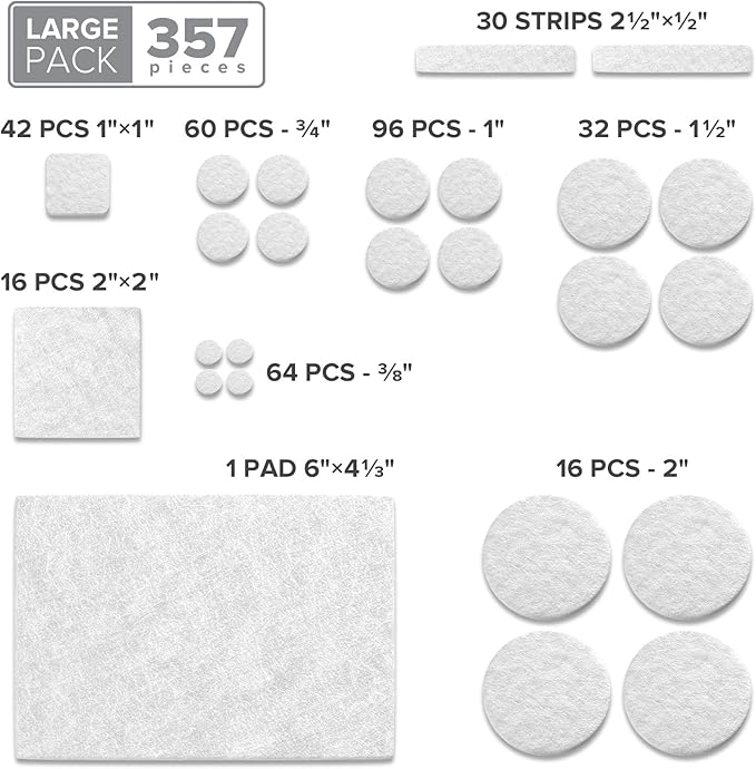357 pcs White Felt Furniture Pads X-Protector! Huge Quantity of Furniture Pads - Image 5