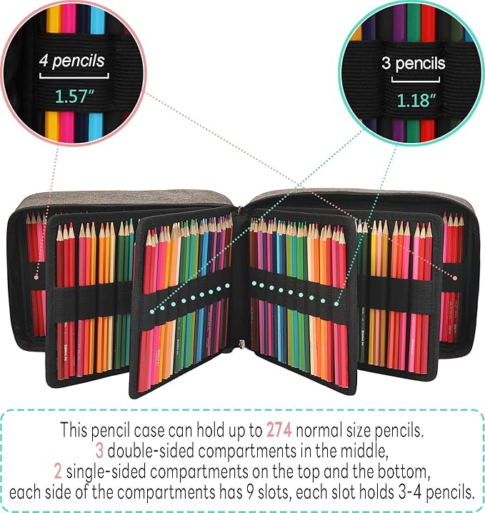 JAKAGO 274 Slots Colored Pencil Case Large Capacity Pen Holder - Image 3