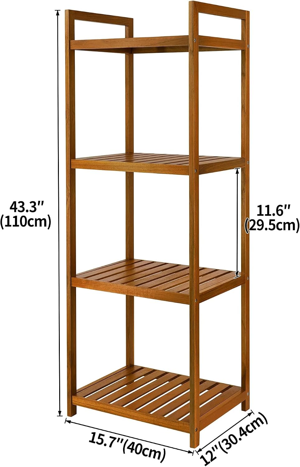 Utoplike Teak Wood Bathroom Shelf Organizer Stand, Standing Shower Caddy