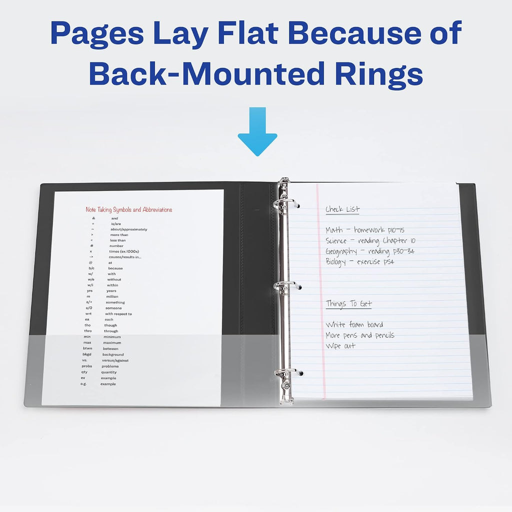 Avery Two-Tone Durable View 3 Ring Binder, 1 Inch Slant Rings, White/Black Binder (17286) (Pack of 2)