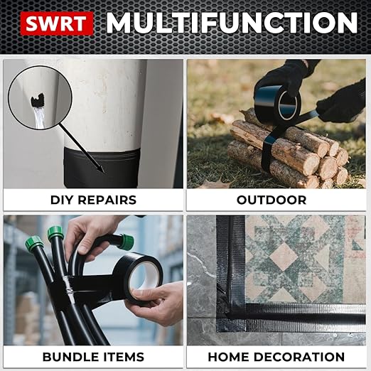 SWRT 9 Mil 5-Pack Black Heavy Duty Duct Tape Strong Adhesive, 2 in x 30 YD Duct - Image 5