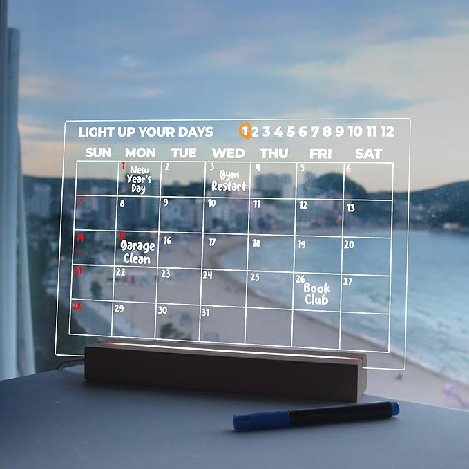 Dry Erase Calendar with Light, USB-Powered Light Up Whiteboard, Includes 4 - Image 4