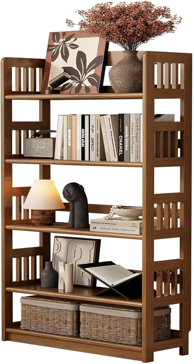 AnywaysWood 5-Tier Solid Wood Open Bookcase, Modern Display Bookshelf, - Image 9