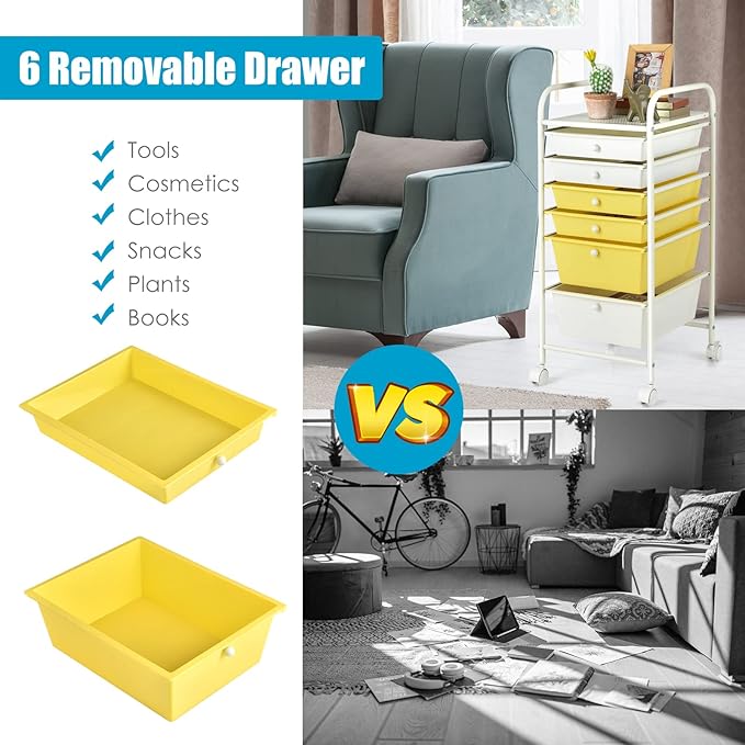 RELAX4LIFE 6-Drawer Rolling Storage Cart - Image 7