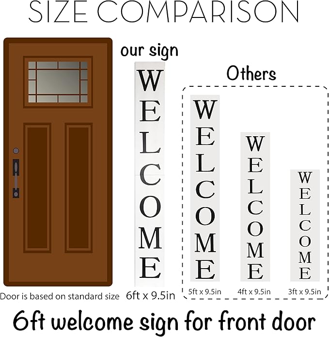 Tall White Welcome Sign - 6ft Rustic Farmhouse Decor - Image 3