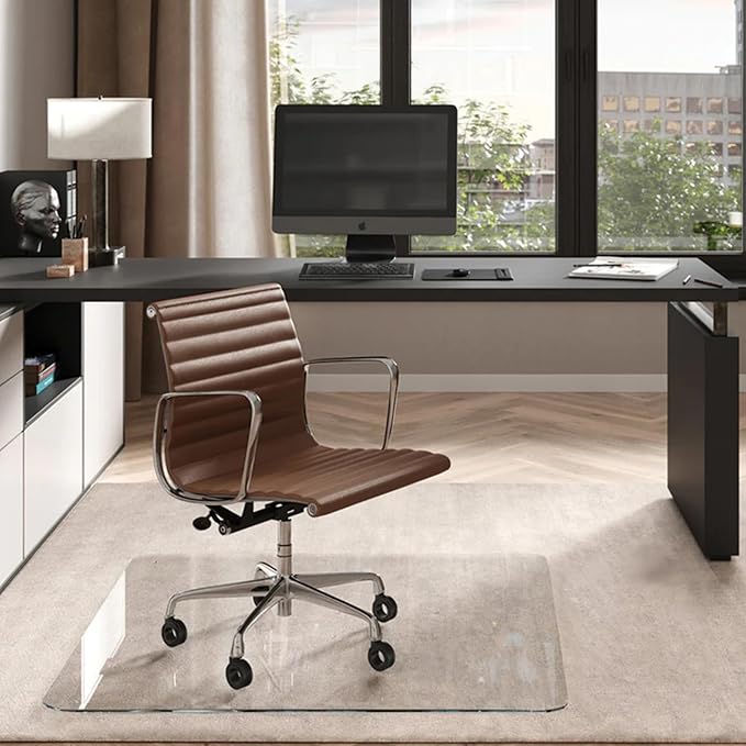 Vitrazza Glass Chair Mat 48” x 48” Superior ¼" thick, Luminoso Low-iron Ultra by VitrazzaGlassOfficeChairMats