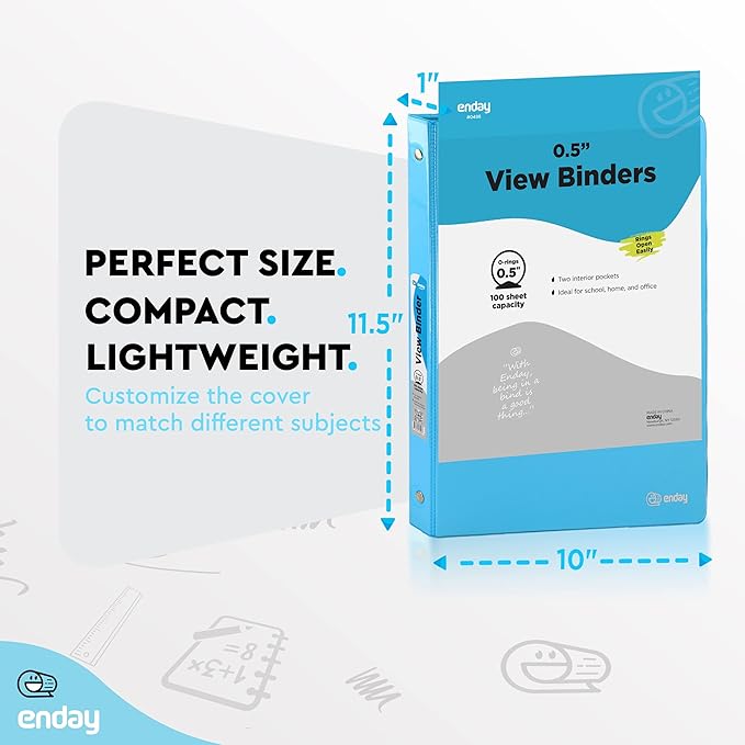 ½ Inch 3 Ring Binder .5 inch Clear View Cover - Image 5