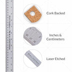 Breman Precision Metal Ruler 36 Inch Cork Back – Stainless Steel Straight Edge - Image 2