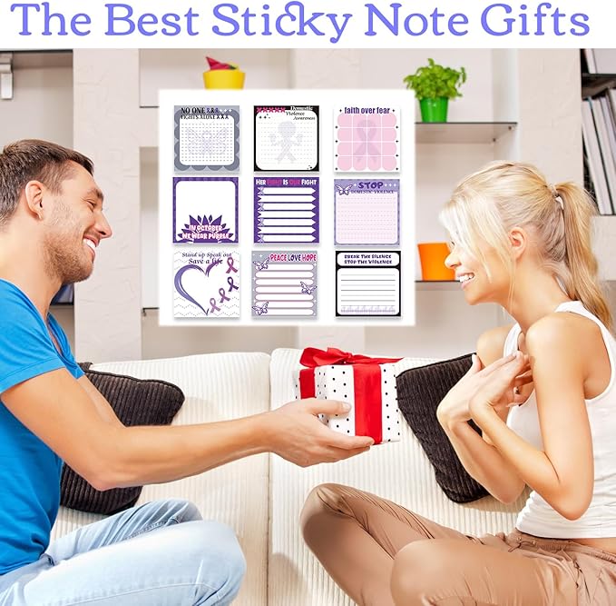 Lovarywow Domestic Violence Awareness Sticky Notes Gifts, 9 Pack Domestic - Image 5