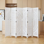 66.9Inch Folding Room Divider, 6 Panels Wood Carved Privacy Screens, Free - Image 7