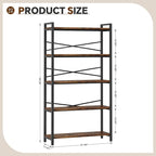 5 Tier Bookshelf 31.49" Width, Tall Book Shelf Storage and Organization - Image 3