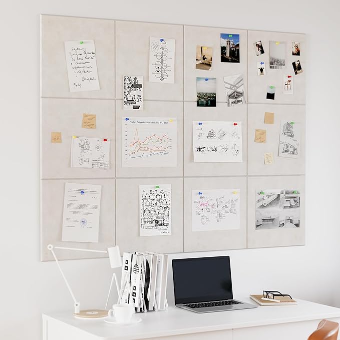 Neatsure Large Cork Board for Wall, 12 Panels Felt Tiles Tack Push Pin Board - Image 2