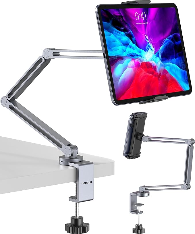 YICOSUN Tablet Arm Mount with Super Grip, Adjustable Foldable Holder & Heavy by DeliveringDesktopFashion