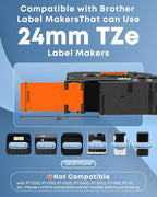 COLORWING 24mm 0.94 Orange Label Tape TZe-B51 TZB51 Laminated 1 Inch TZe TZ - Image 2