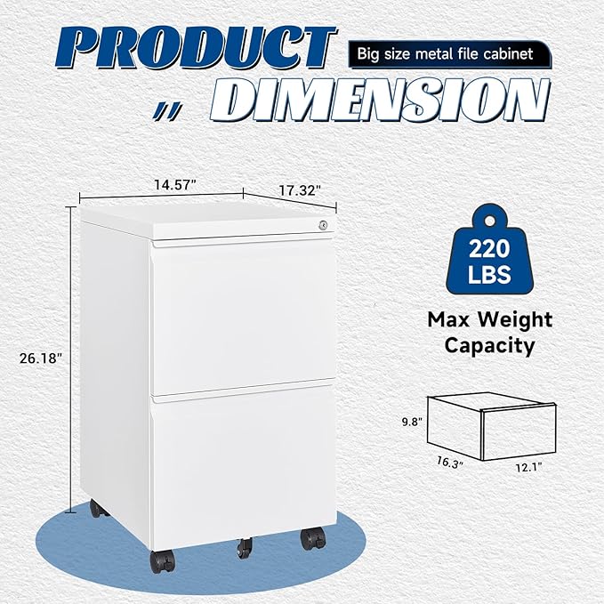 Fesbos 2 Drawers Vertical File Cabinet - Image 3
