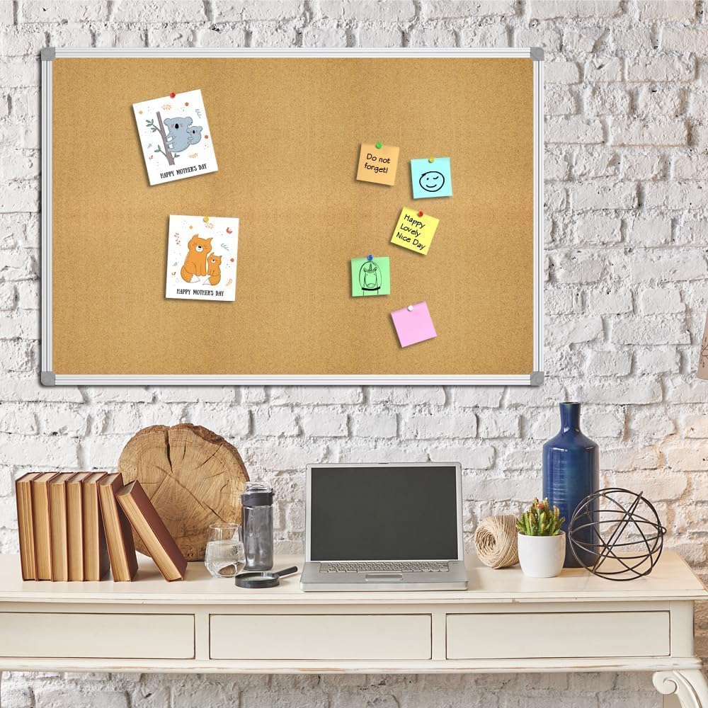 Lockways Large Cork Board 72 x 36 Inch, Bulletin Pin Board