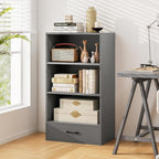 LOKO 4-Tier Bookcase with Storage Drawer, Modern Organizer Display Storage - Image 4