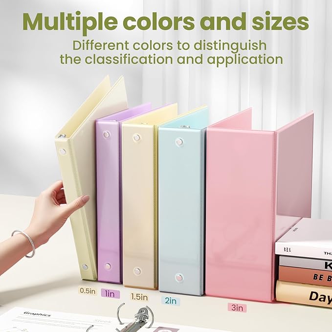 SUNEE 3 Ring Binder 2 Inch 1 Pack, Light Yellow - Image 5