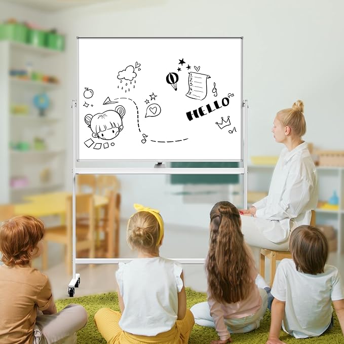 Rolling Whiteboard/w Height Adjustable, Mifuro 48 x 36 Large Portable Dry Erase - Image 7