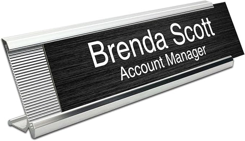 10 Pack 2" x 8" Aluminum Desk Name Plate Holder, Office Name Plate Holder - Image 2