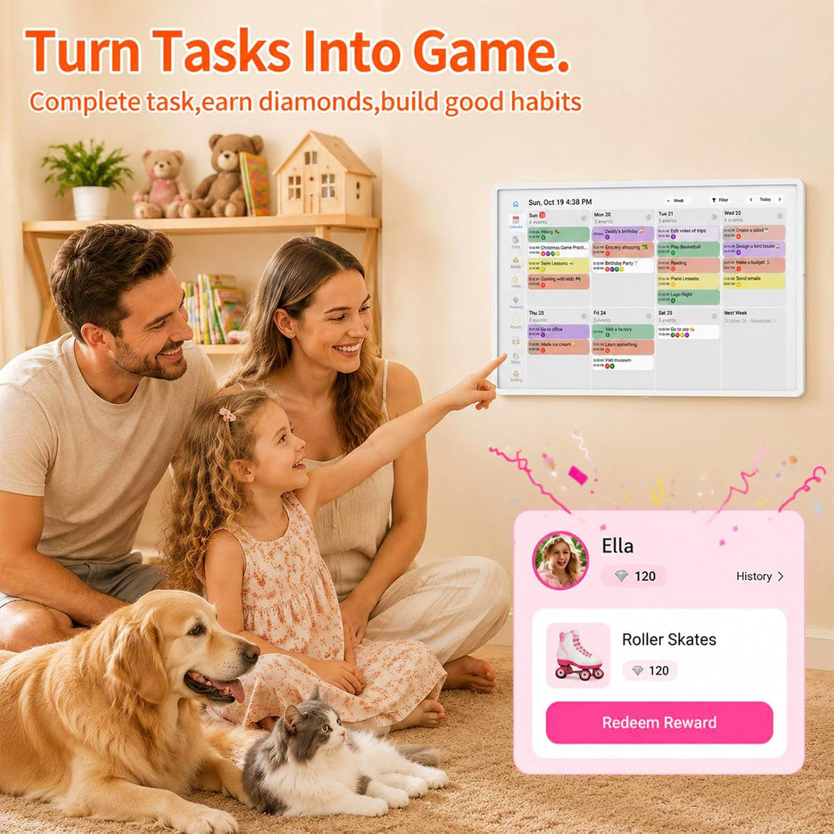 Digital Calendar Wall Planner 10.1 Inch Touch Screen WiFi picture frame