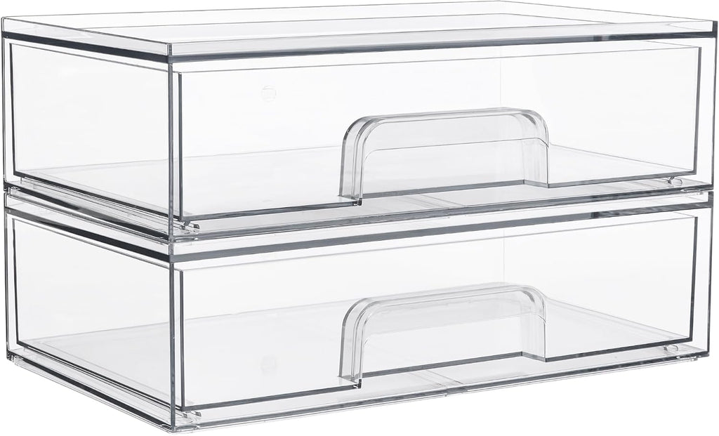 vtopmart clear stackable storage drawers, 2 pack wide, main product view