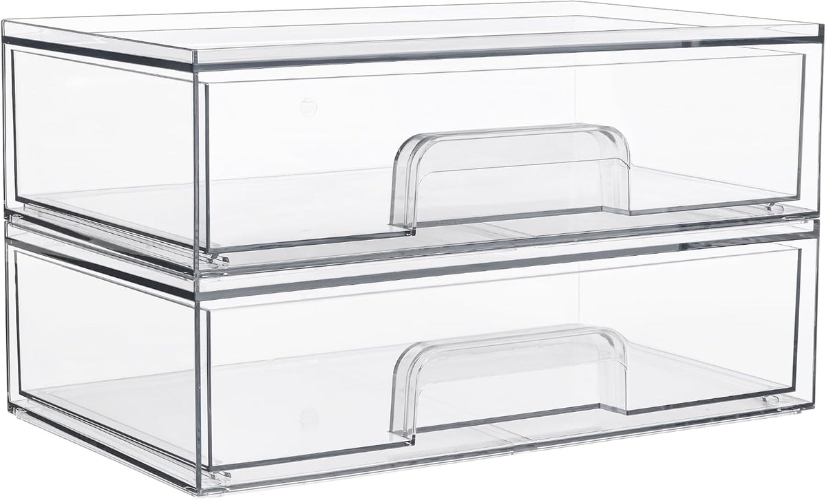 vtopmart clear stackable storage drawers, 2 pack wide, main product view