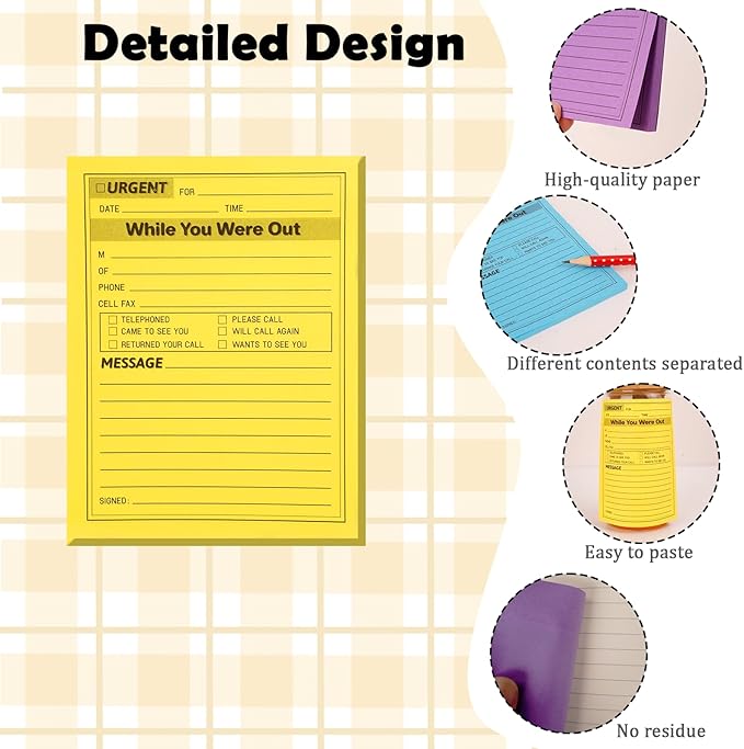 9 Pieces Phone Message Pads for Office, Big Sticky Notes for Wall, Urgent While - Image 3