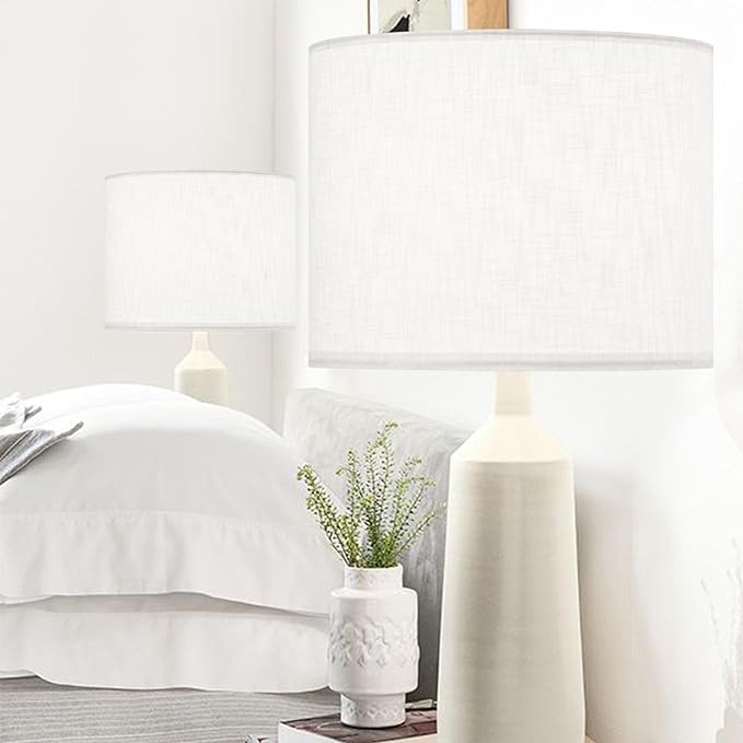 GO&SO White Textured Drum lampshade Medium Lamp Shade 13" Top x 13" Bottom x - Image 8