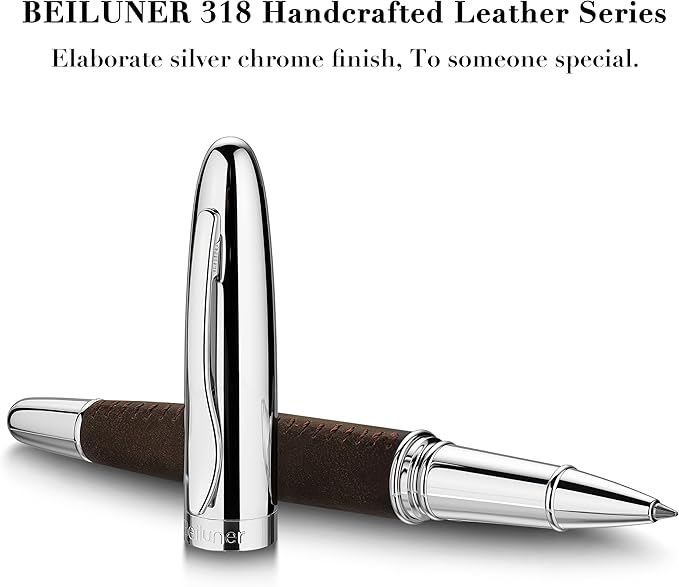 BEILUNER 318 Luxury Leather Pen, Full Grain Oil Tan Crazy Horse Cowhide Leather - Image 2