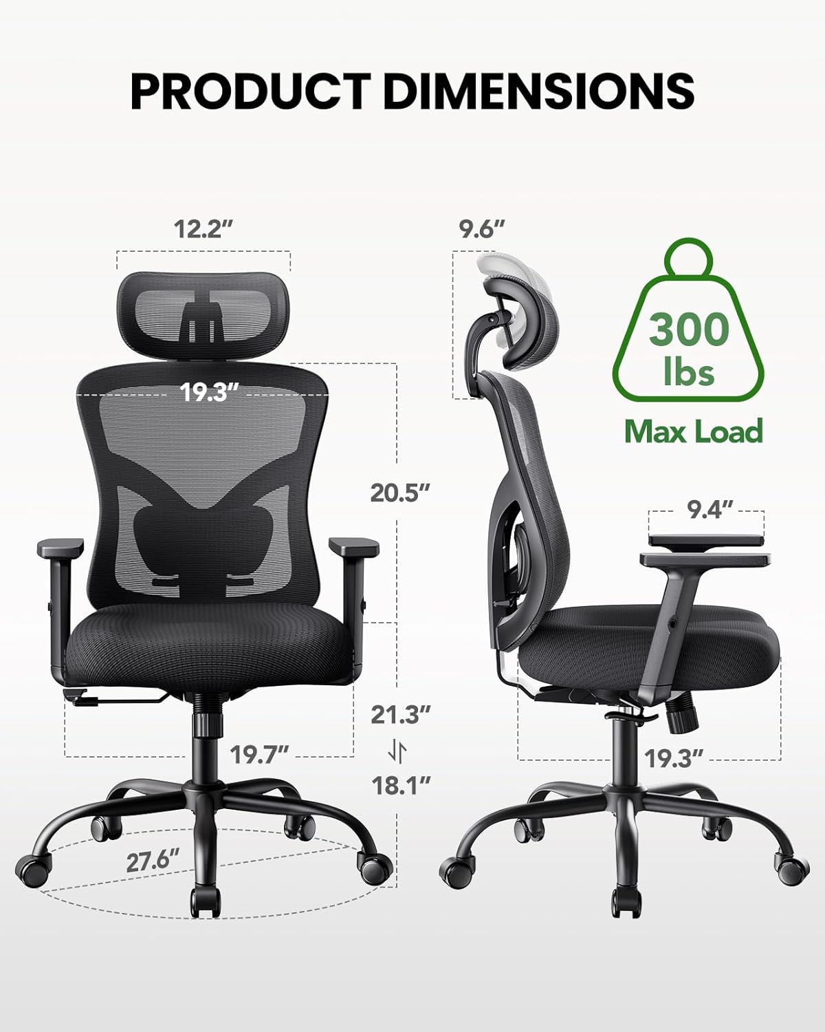 marsail ergonomic office chair with lumbar support and shown in use