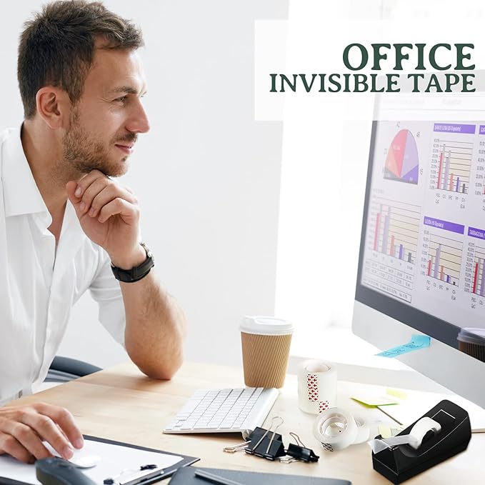 Yahenda Invisible Tapes, 96 Rolls 0.75x1000 Inches Clear Matte Finish Tape - Image 7