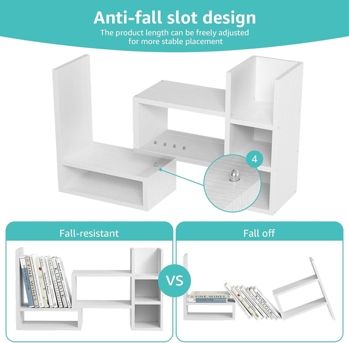 nutikas desk shelves desktop organizer shelf - white on a desk or shelf