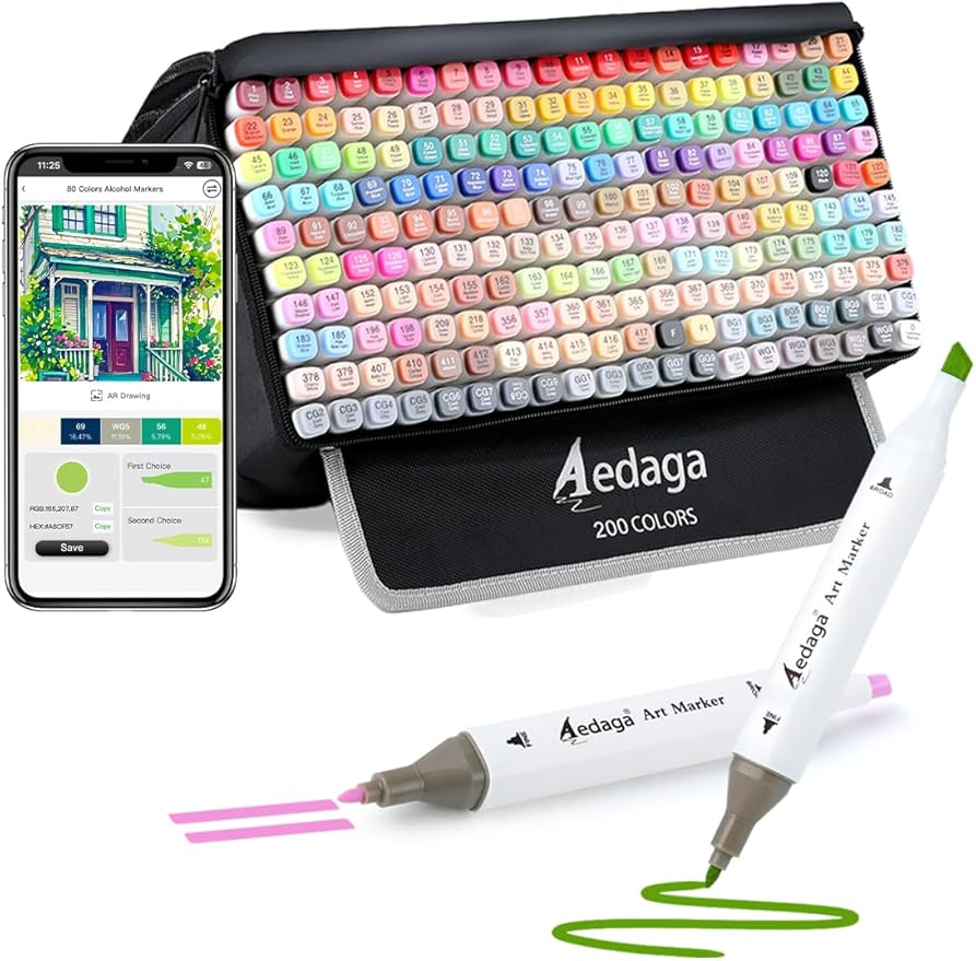 AEDAGA 200 Colors Alcohol Markers by AEDAGA