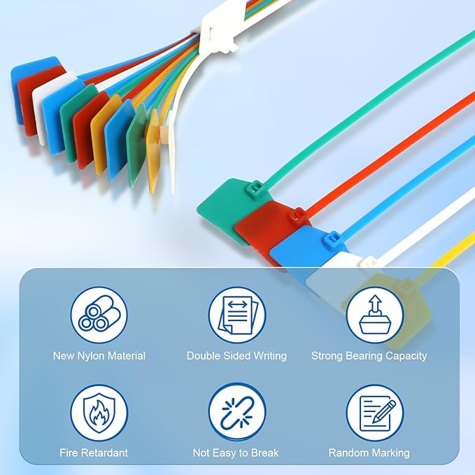 6 in Cable Tags Zip Tie Labels, Nylon Cable Ties - Image 2