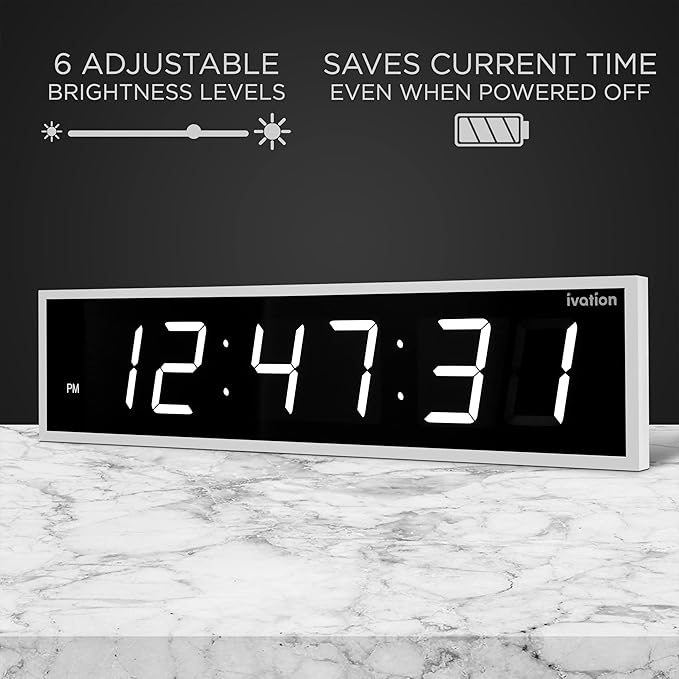 Ivation Huge Oversized 72" Large Digital LED Clock | Big Digital Clock - Image 4