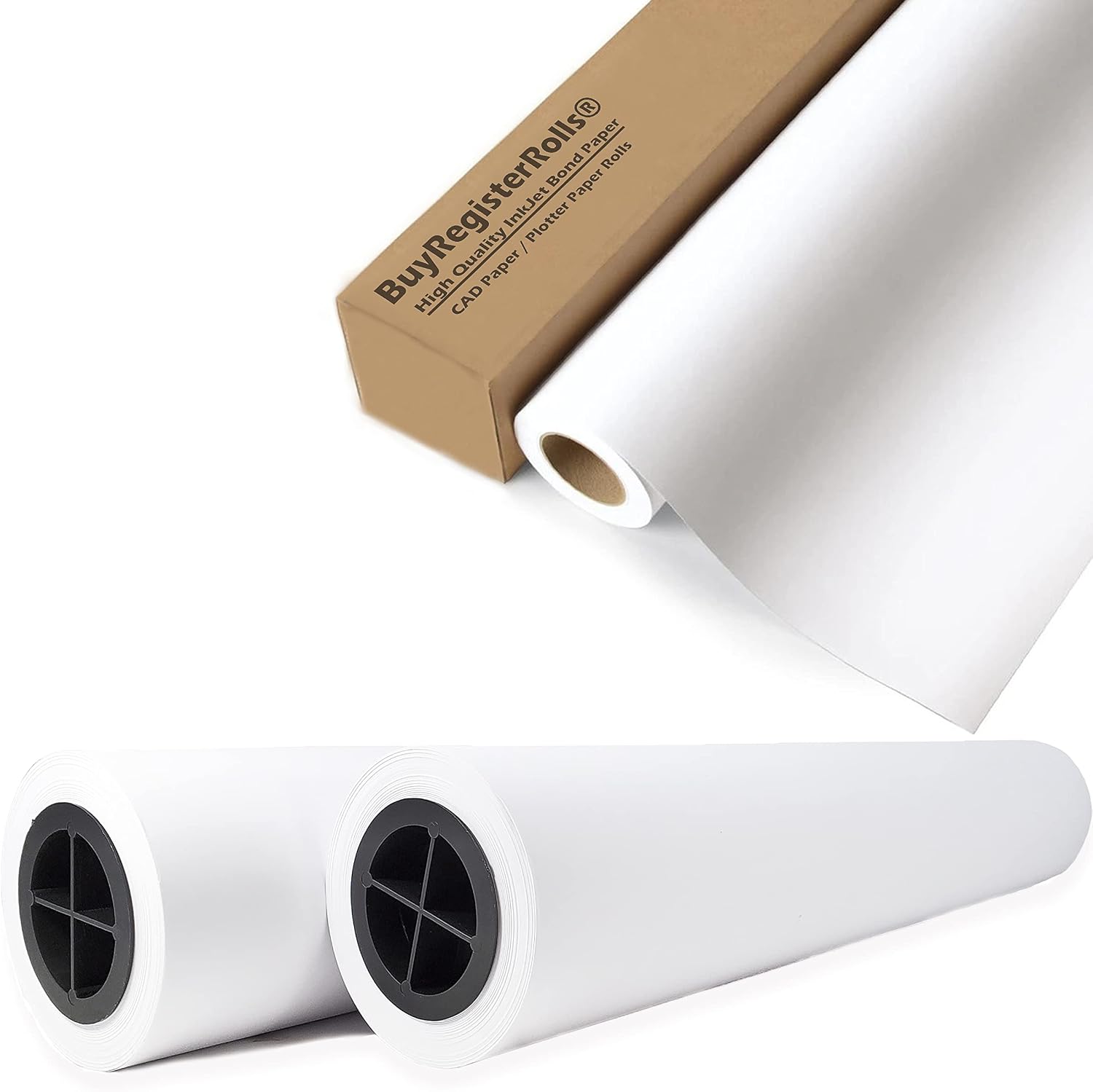 8 Rolls 24" X 150' 24-Inch X 150 Foot 20lb Bond Paper 2" Core | Ink Jet Bond Paper Rolls | Ultra-White