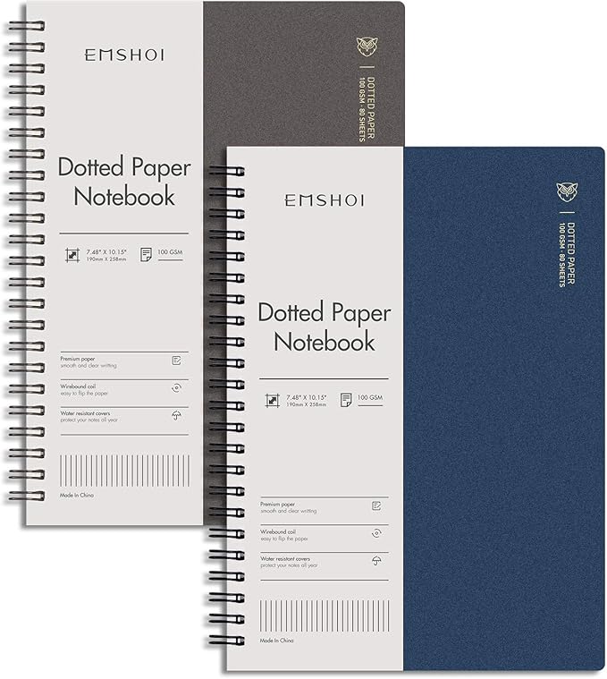 EMSHOI Dotted Journal Spiral Notebook 7.48" x 10.15" by EMSHOI
