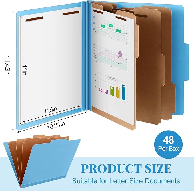 Skyygemm 48 Pcs Classification Folders Letter Size, 3 Divider Pressboard File - Image 2