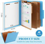 Skyygemm 48 Pcs Classification Folders Letter Size, 3 Divider Pressboard File - Image 2